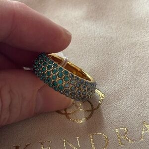 NWT NEW Mikki Pave Kendra Scott Ring Sz 7 Green Blue
